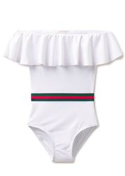 White Swimsuit With Belt