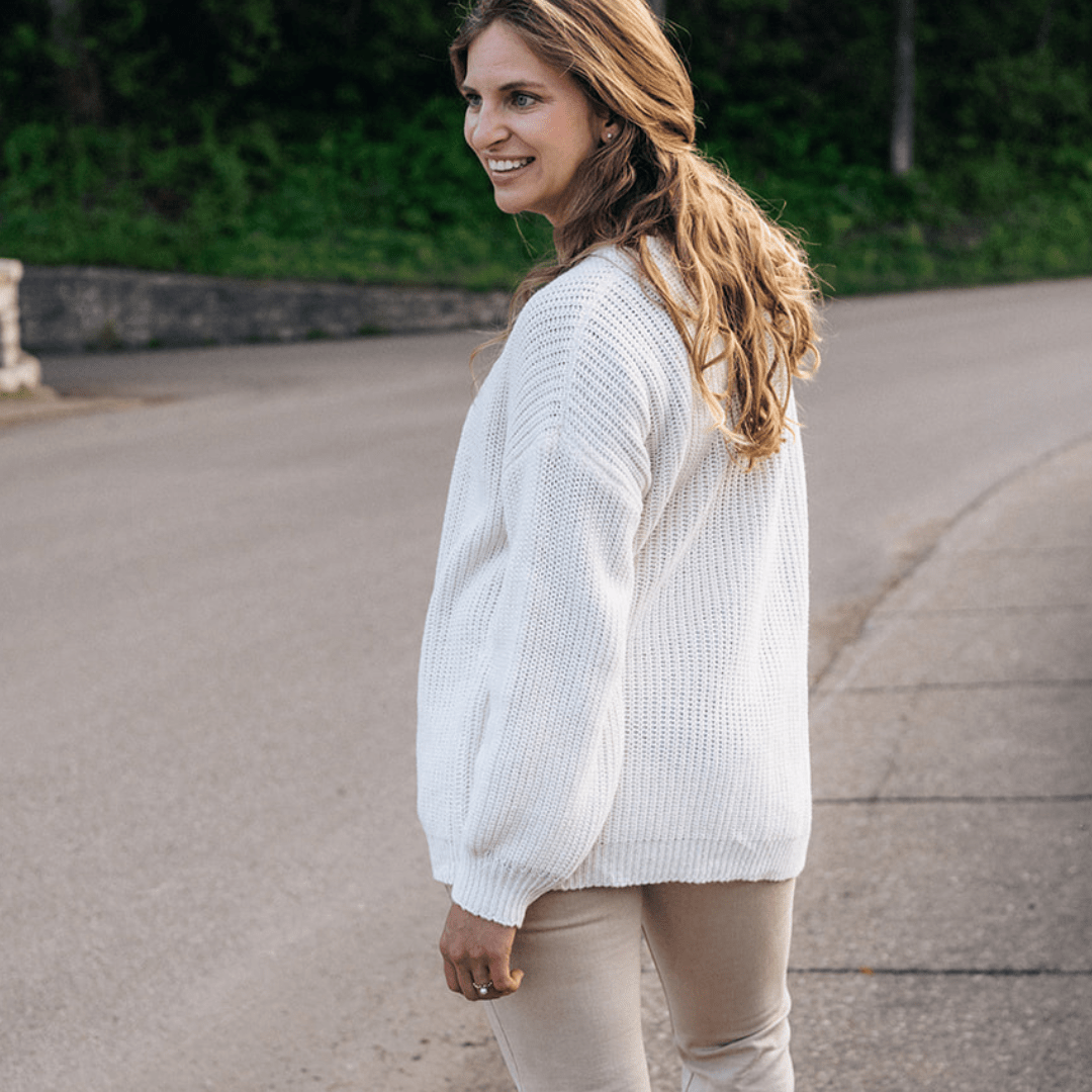Off-white Knit Lantern Sleeve Cardigan