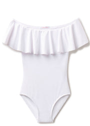 White Ruffle  Bathing Suit