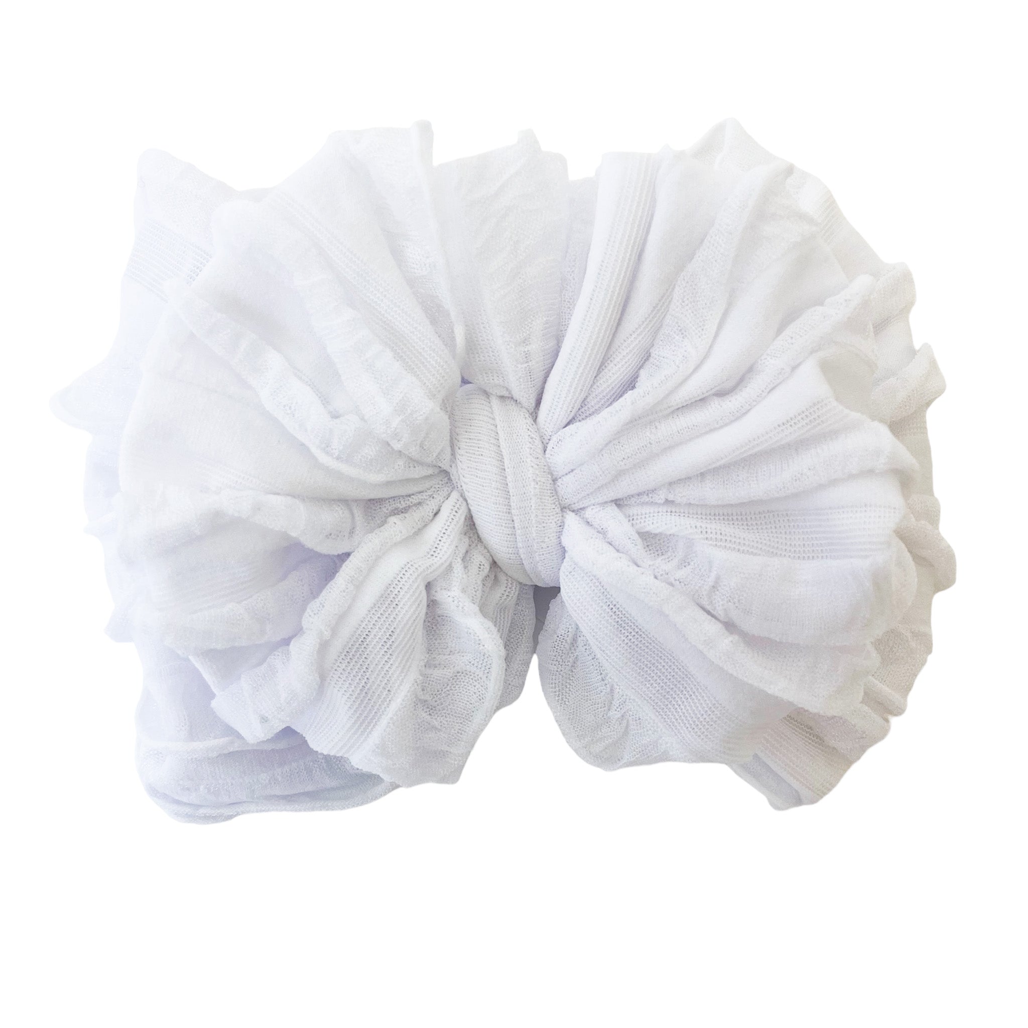 White | Signature Ruffled Baby Headband