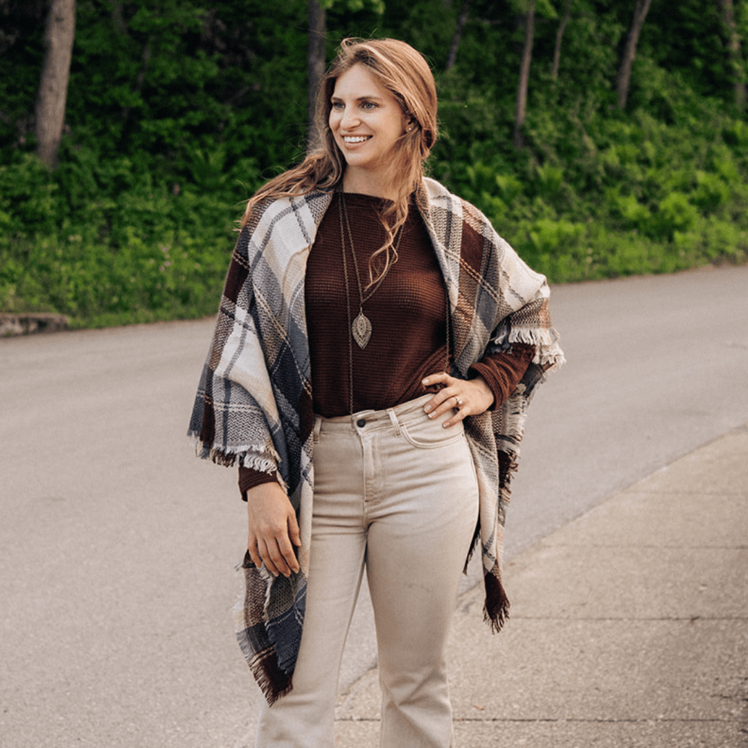 Coffee Brown Wide Collar Knit Sweater