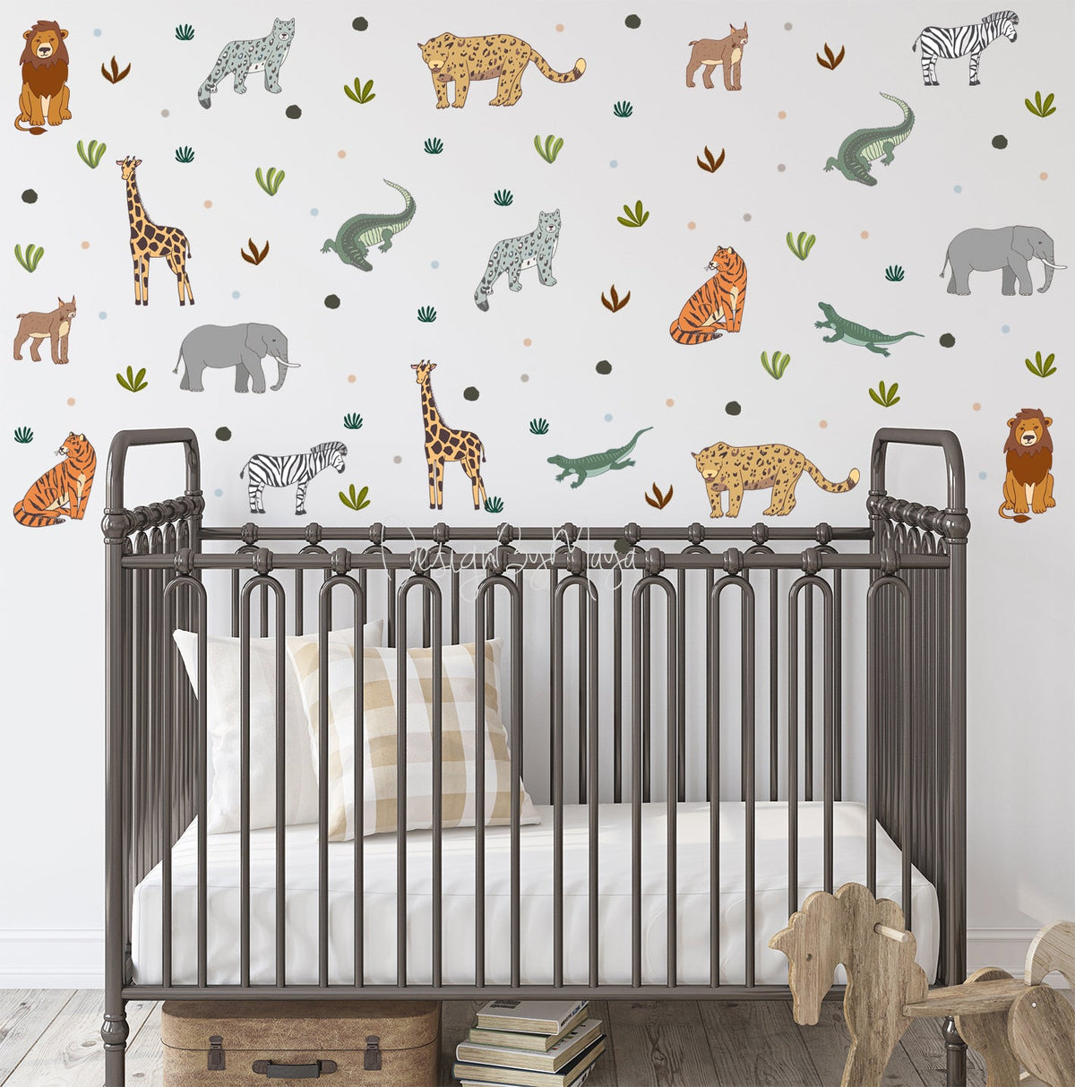Earth Tones Safari Animals - Fabric Nursery Wall Art Decals