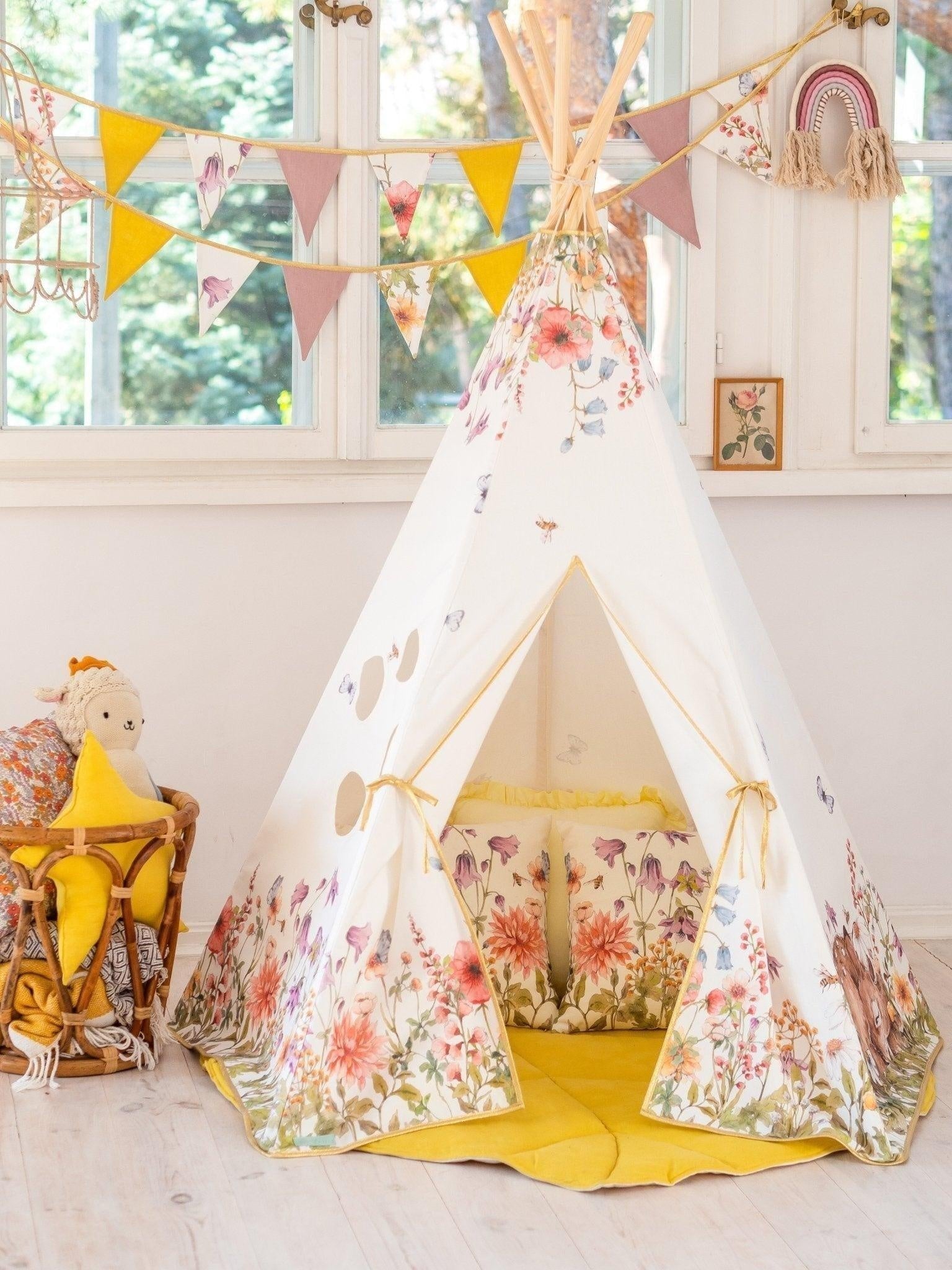 wildflowers Teepee And Powder Pink - Leaf Mat Set