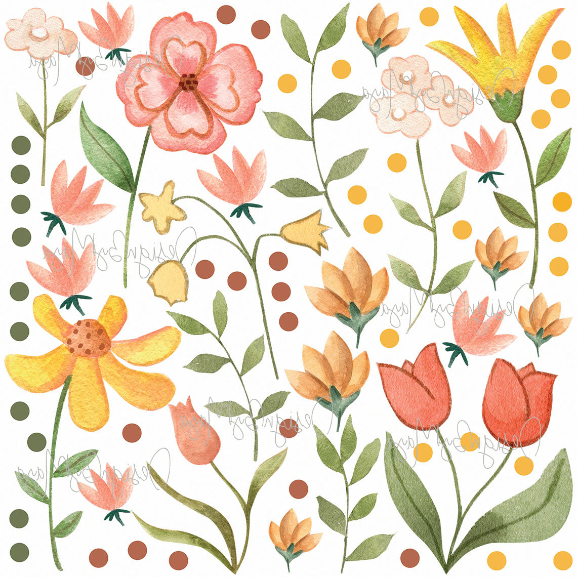 Wild Flowers & Leaves - Fabric Nursery Wall Art Decals
