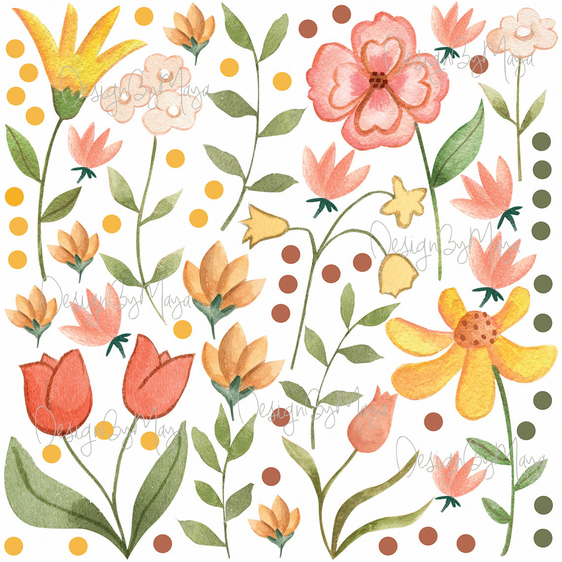 Wild Flowers & Leaves - Fabric Nursery Wall Art Decals
