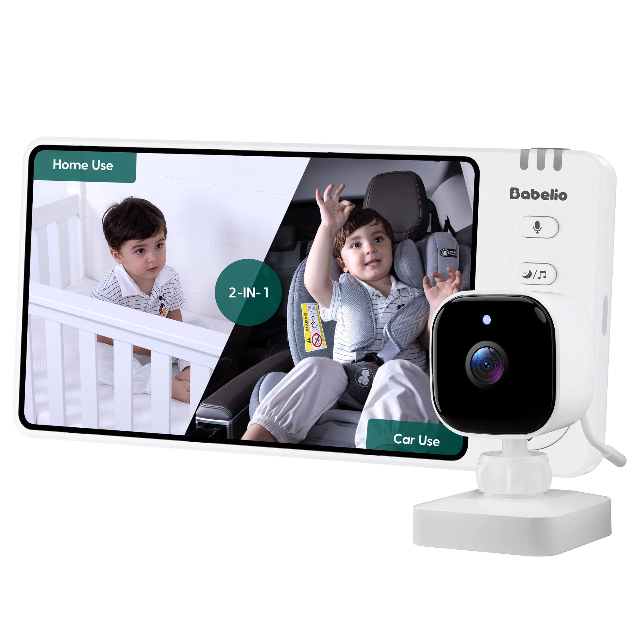 Wireless Baby Car Camera | 2-in-1 Baby Monitor With Night Vision, 8h Battery, 5” Hd Display