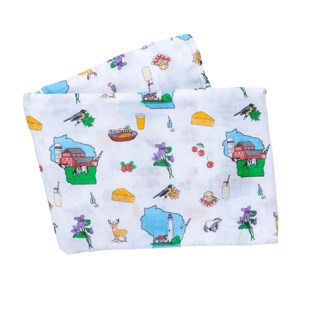 Wisconsin Baby Giftset:  Baby Swaddle Blanket And Burp/bib Combo