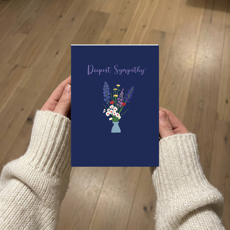 Deepest Sympathy Wildflower Vase Greeting Card