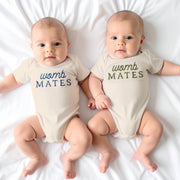 Custom "womb Mates" Embroidered Baby Outfits For Twins & Triplets (set Of 2)
