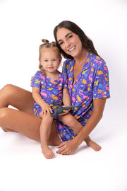 Women’s Purple Space Dinosaur Bamboo Mommy & Me Pajamas
