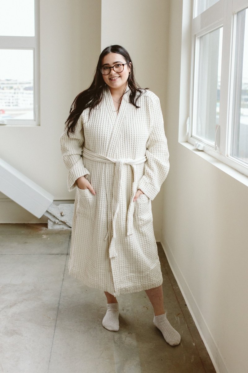Womens Waffle Robe | Alabaster
