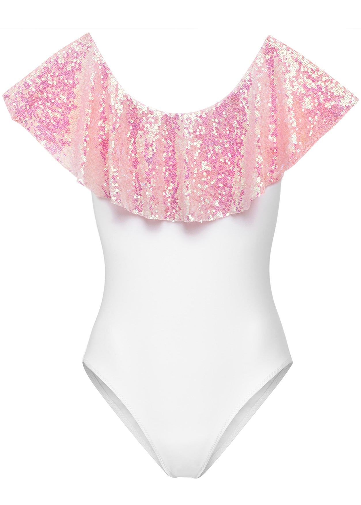 Women Pink Sequin Draped Swimsuit