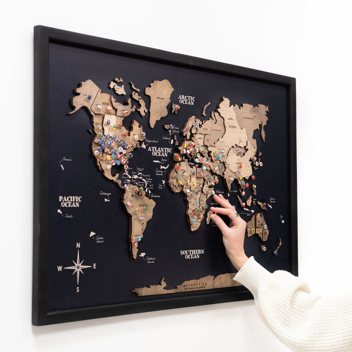 3d Wooden Panel World Map Terra