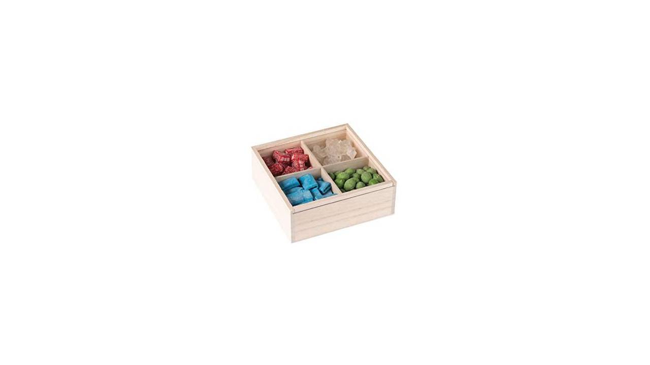 Four Sectional Wooden Box 8 Pack 6"x6"x2.5"