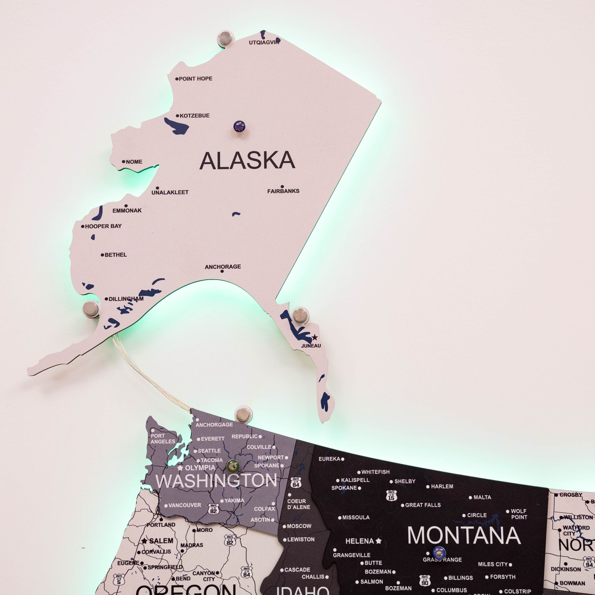 Wooden 3d Led Map Of Usa - Nordik