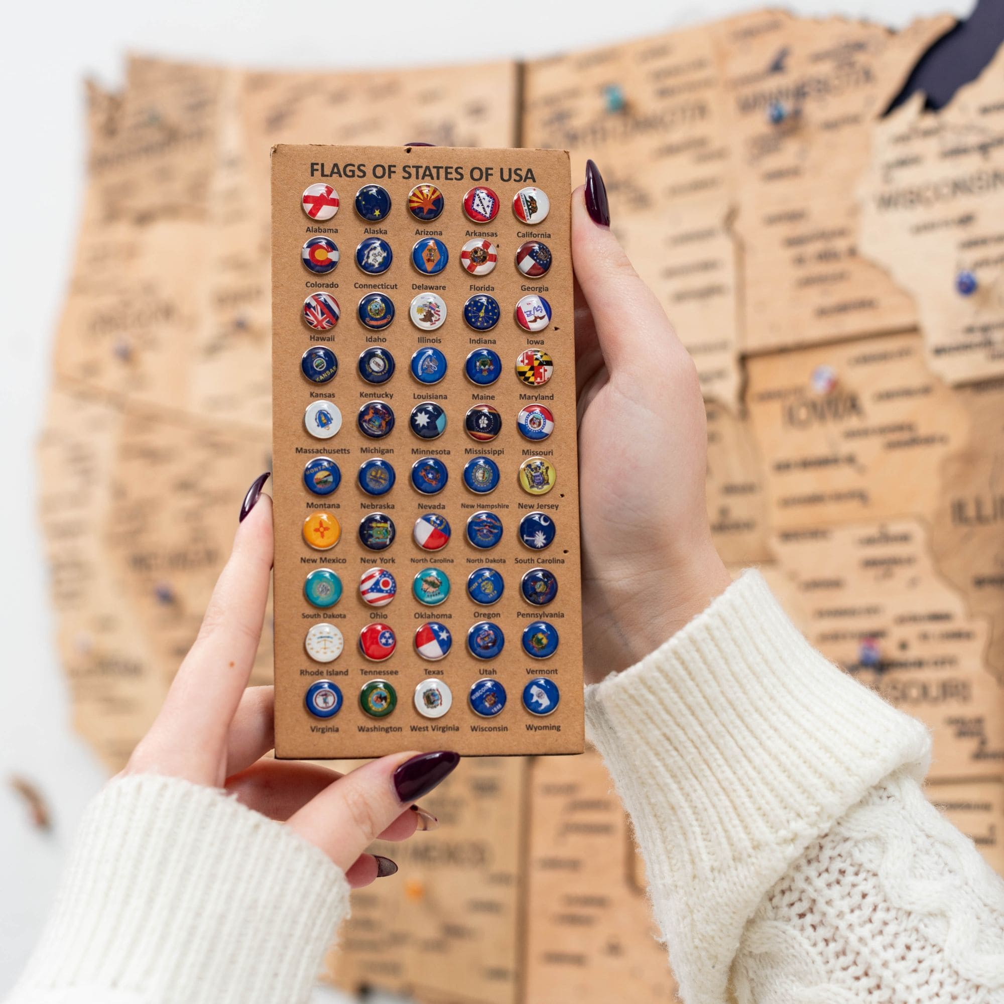Wooden 3d Map Of Usa - Gold