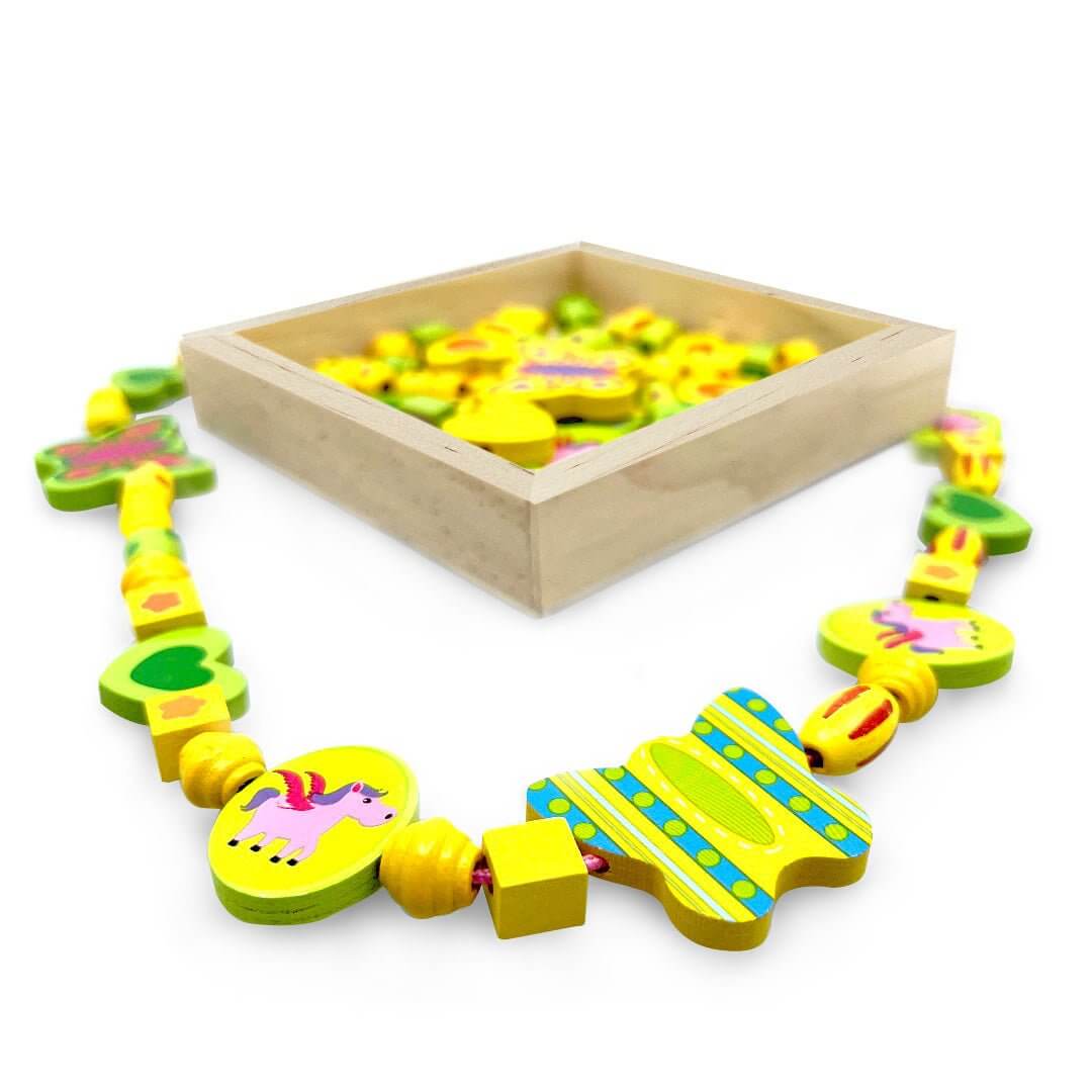 Wooden Bead Unicorn Necklace