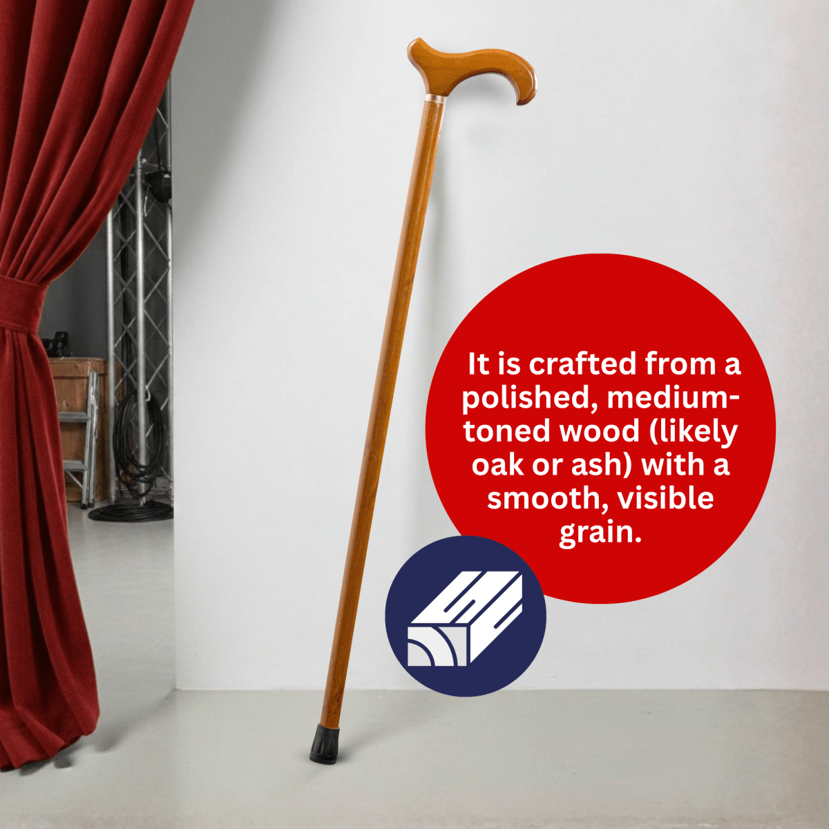 Wooden Cane With Derby Handle