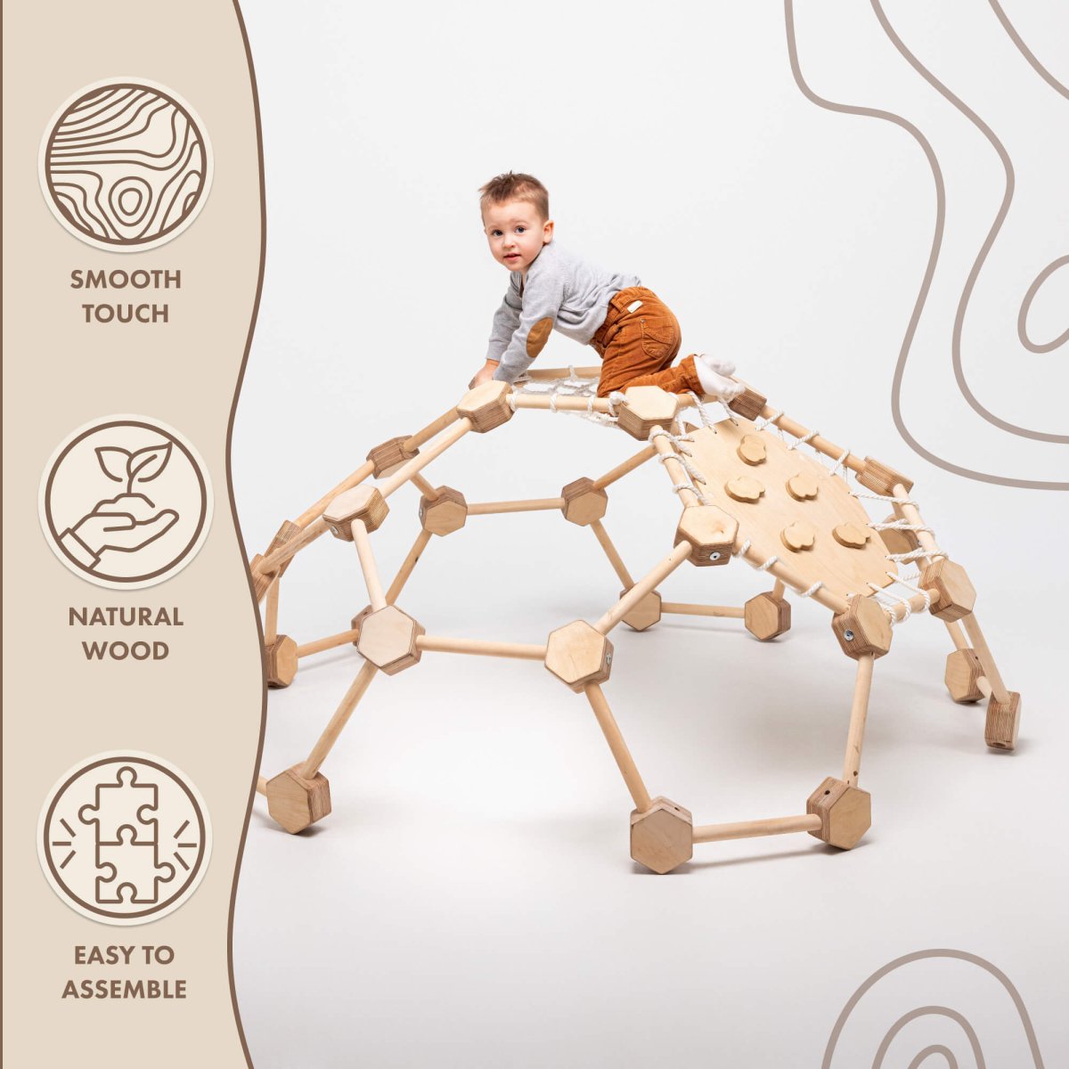 Wooden Climbing Frame Geodome / Climbing Dome For Kids 2-6 Y.o.