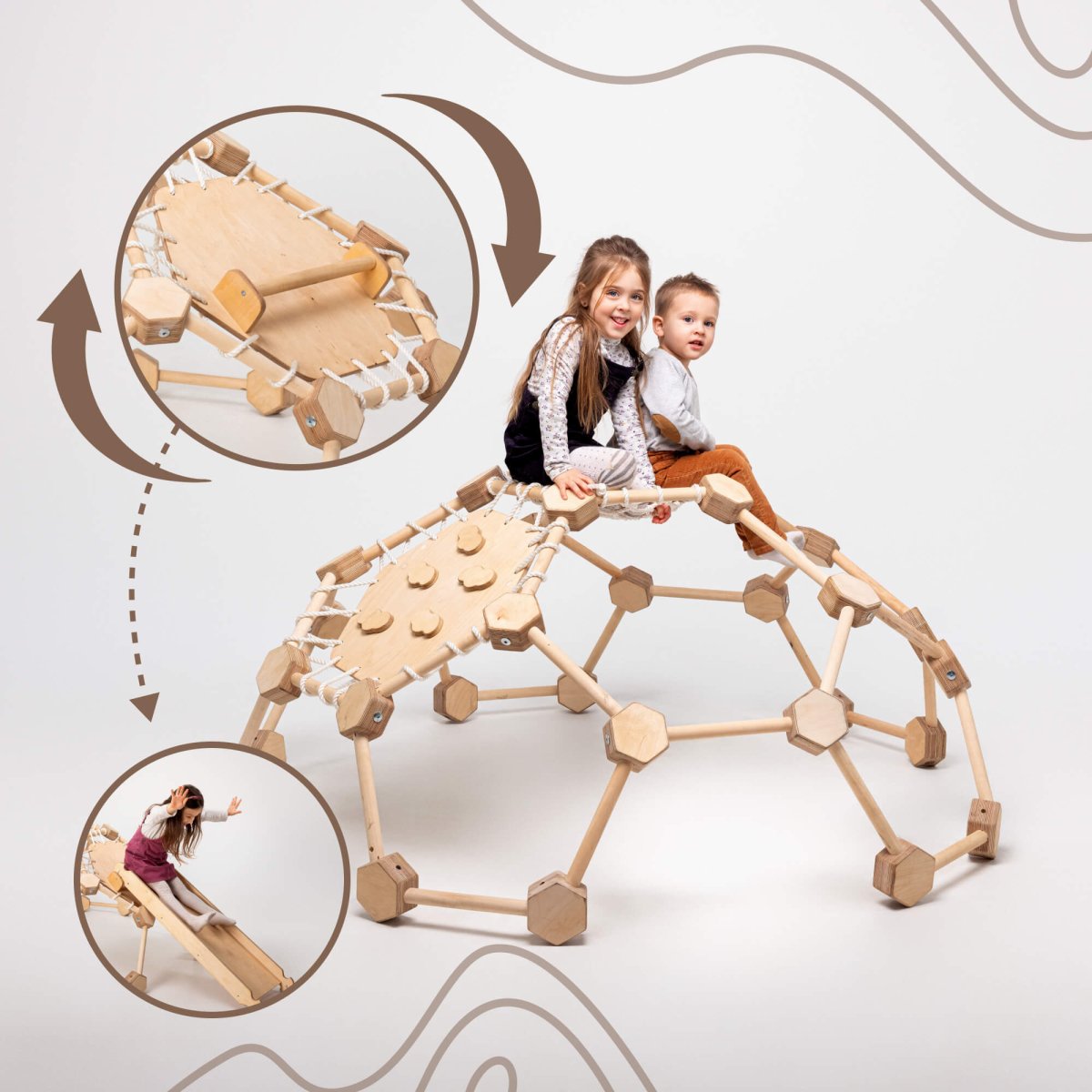 Wooden Climbing Frame Geodome / Climbing Dome For Kids 2-6 Y.o.