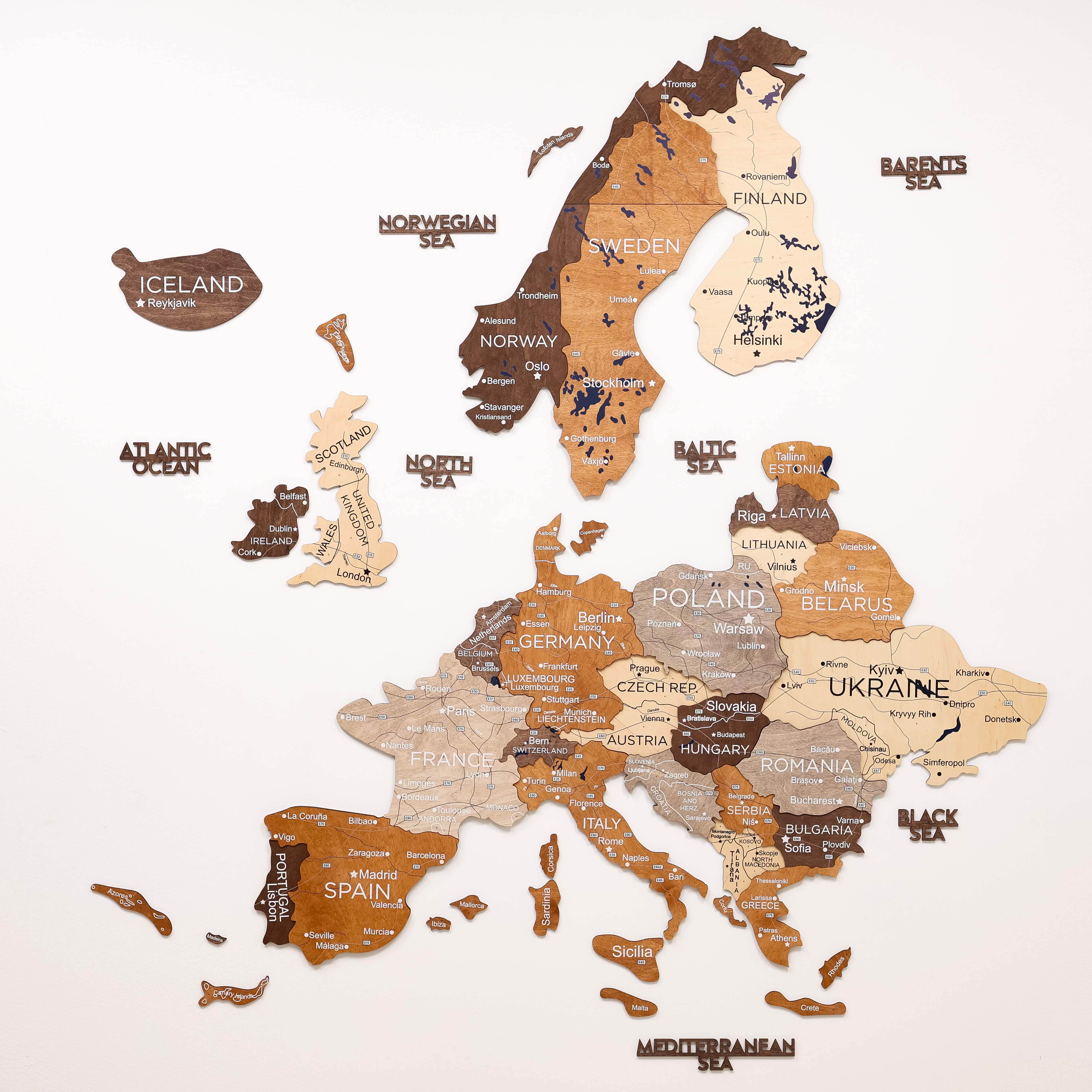 3d Europe Wooden Map Multicolor