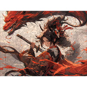 Wooden Jigsaw Puzzle Anime Girl With Red Dragon