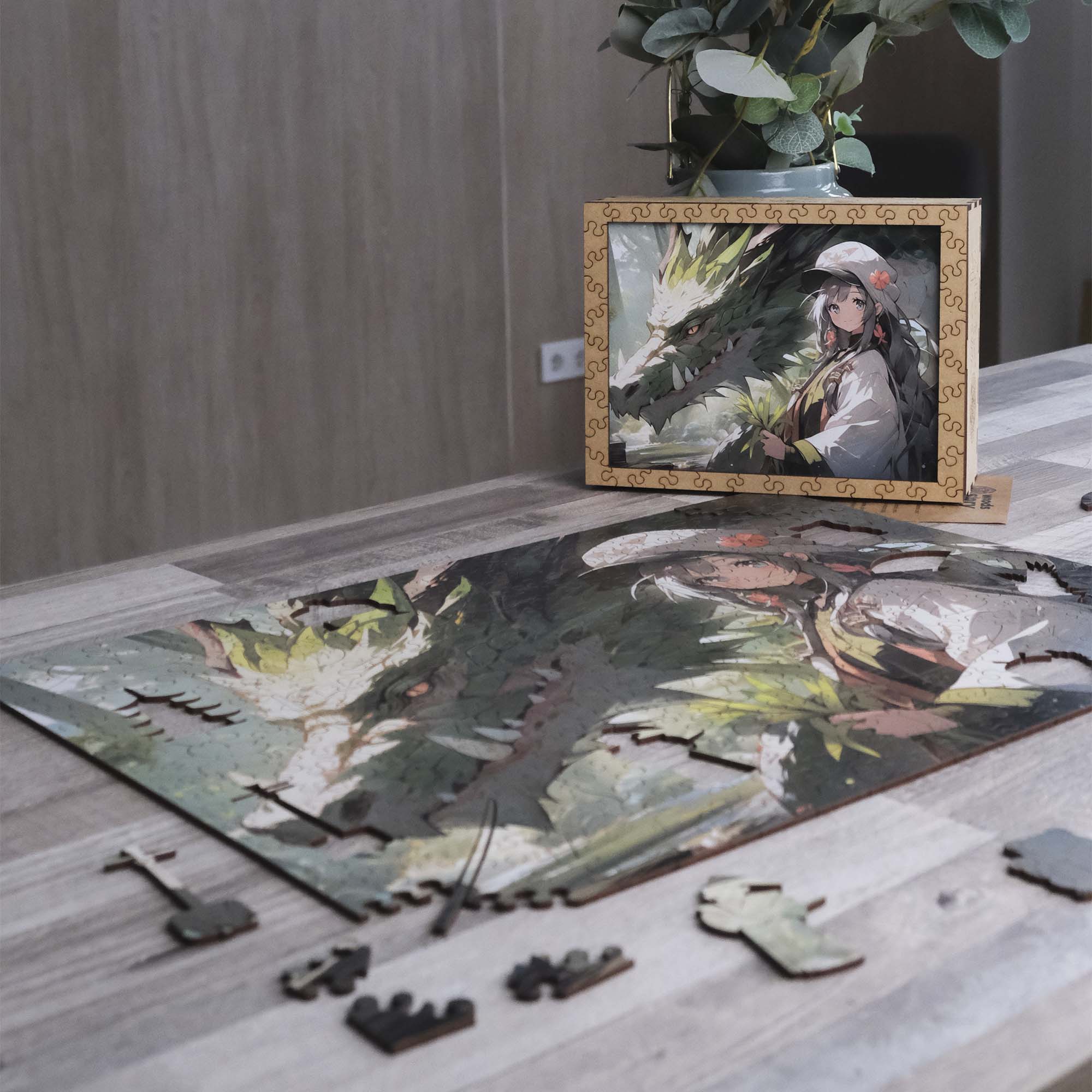 Wooden Jigsaw Puzzle Anime Green Dragon Girl