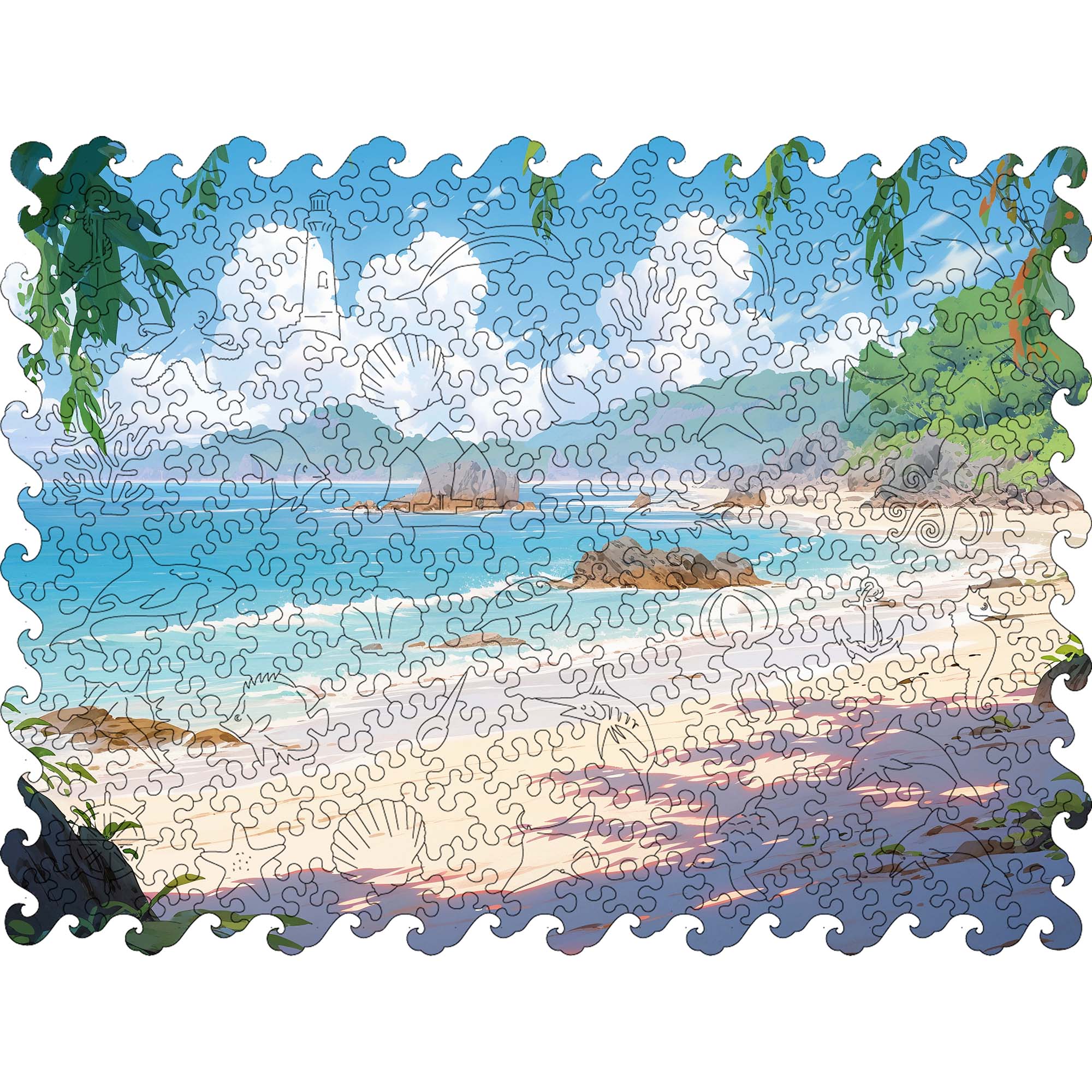 Wooden Jigsaw Puzzle Beautiful Sea Landscape