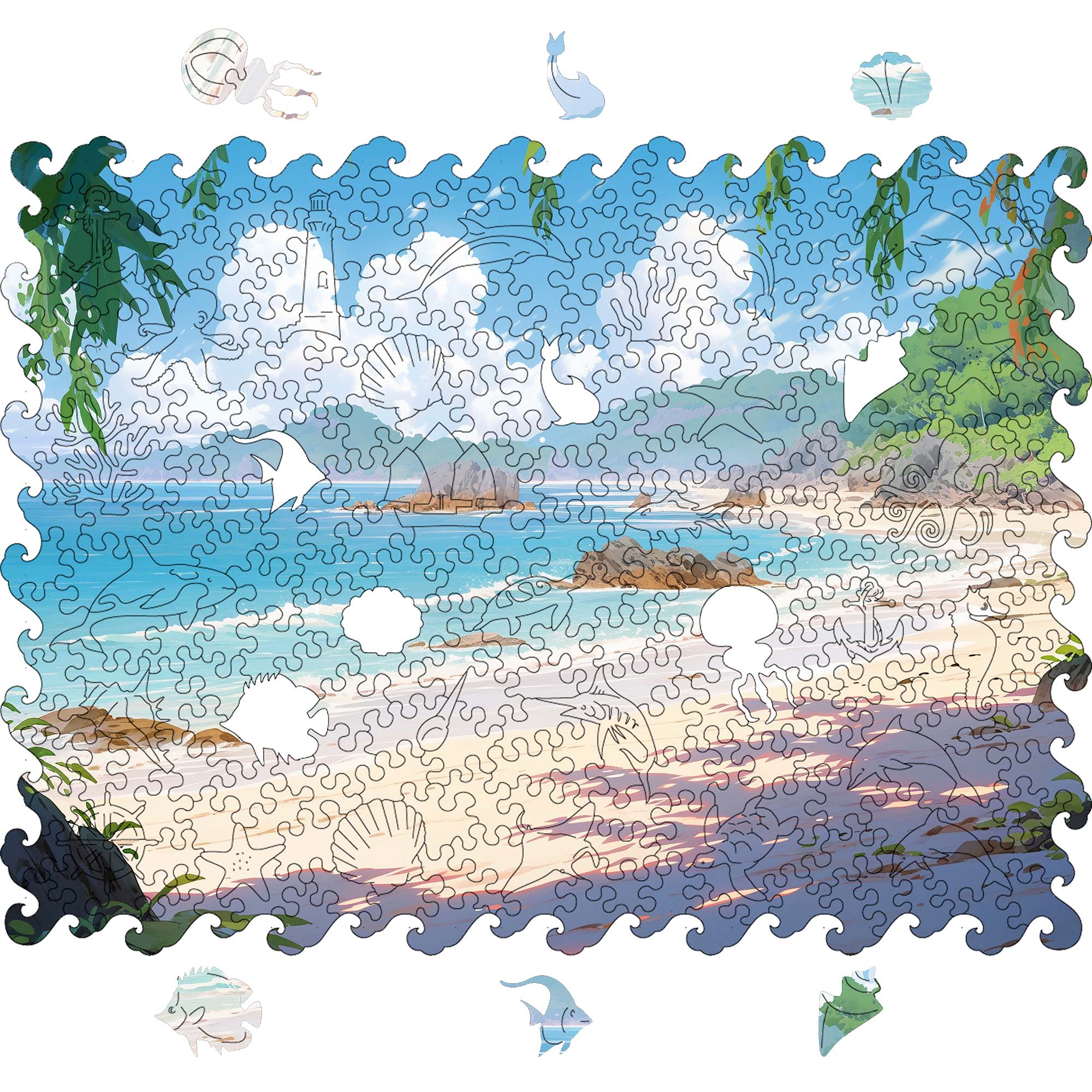 Wooden Jigsaw Puzzle Beautiful Sea Landscape