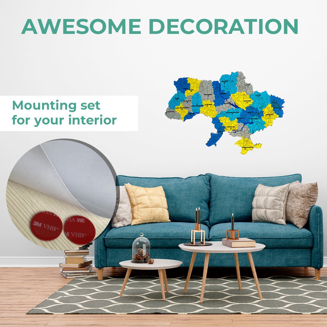 Wooden Jigsaw Puzzle Map Of Ukraine Blue And Yellow