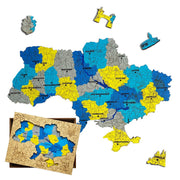 Wooden Jigsaw Puzzle Map Of Ukraine Blue And Yellow