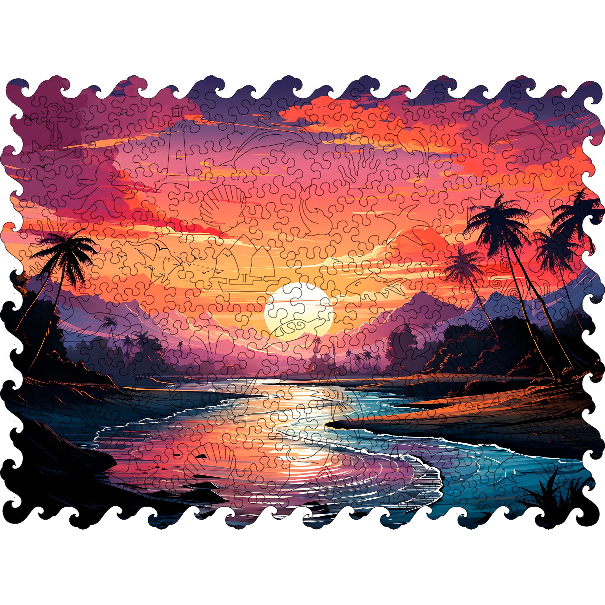 Wooden Jigsaw Puzzle Sea Sunset