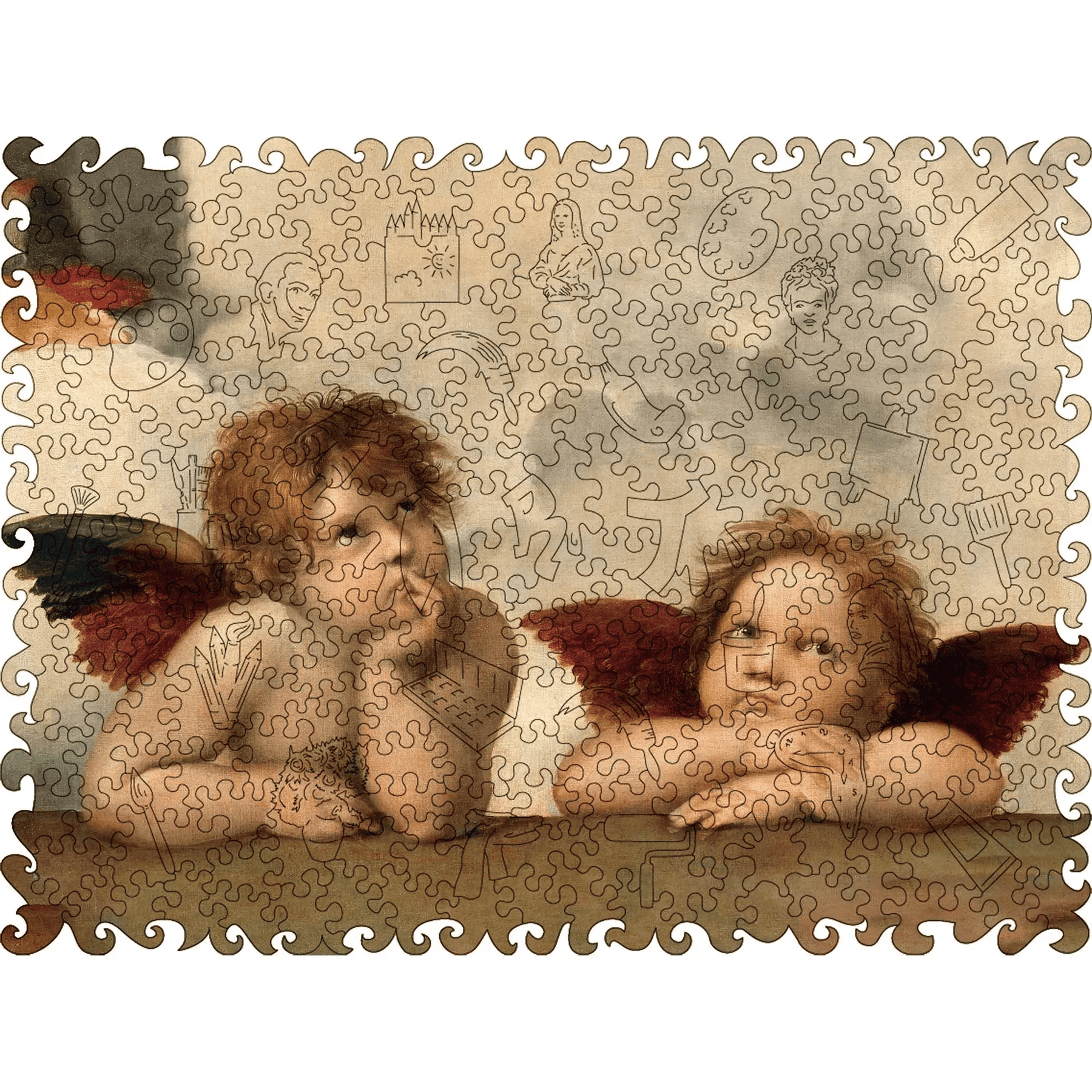 Wooden Jigsaw Puzzle Two Angels (raphael Santi)