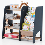 Wooden Montessori Shelves For Toddler 2in1: Bookshelf & Toy Shelving