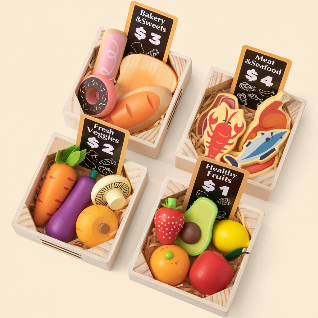 ® Play Kitchen Accessories – Wooden Play Food For Play Kitchen: Pretend Cooking Set For Kids