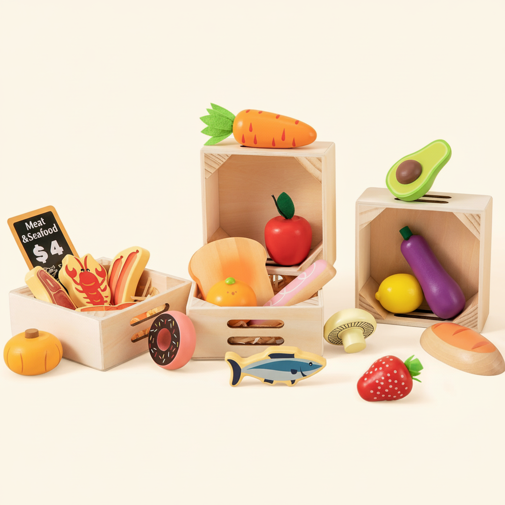 ® Play Kitchen Accessories – Wooden Play Food For Play Kitchen: Pretend Cooking Set For Kids