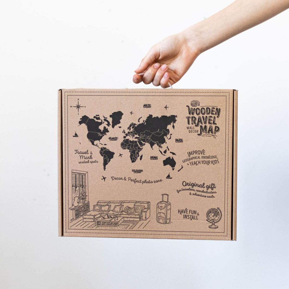 Bundle: 3d Colored Map With 9 Photo Frames And Flags Pins