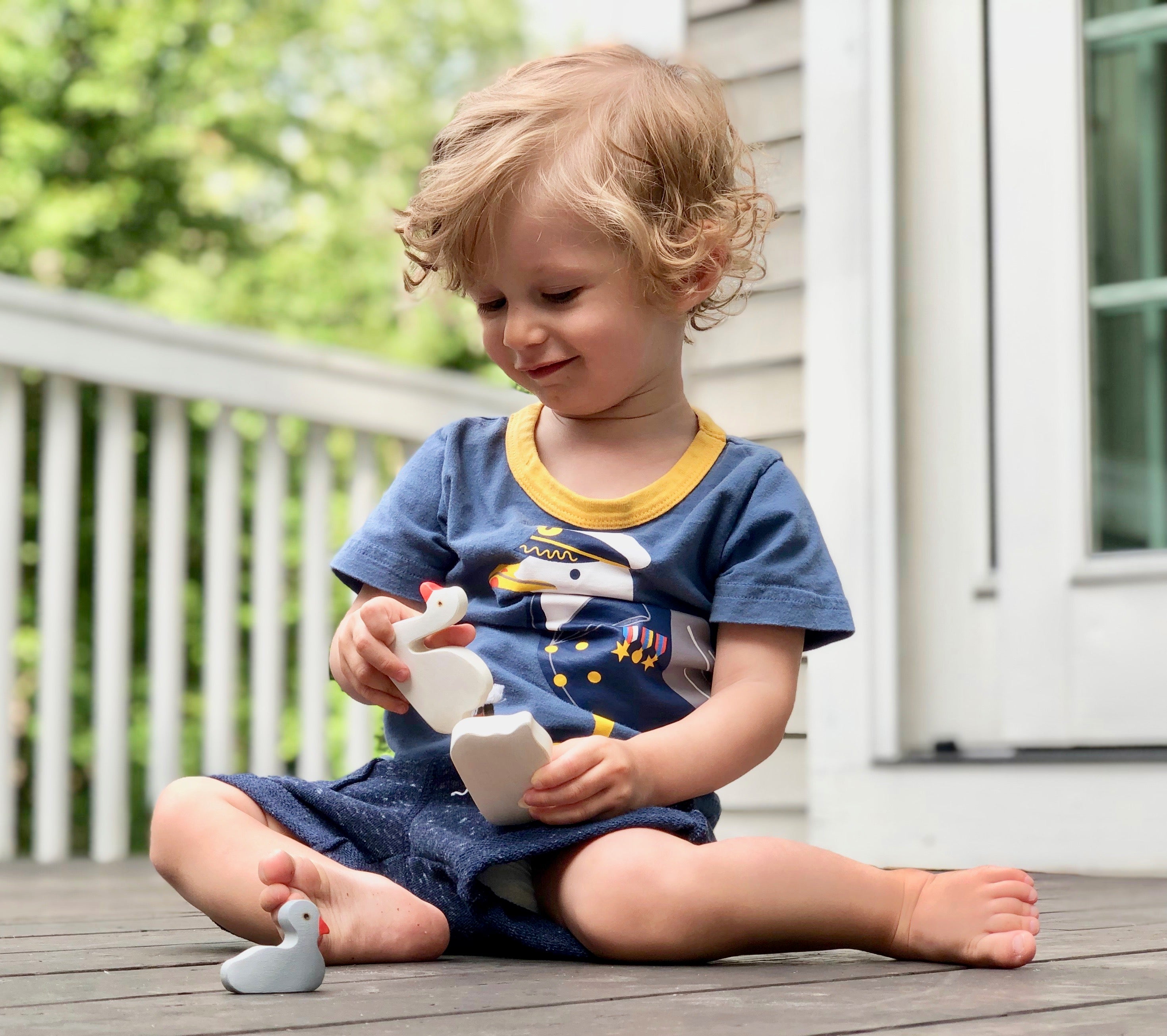 Waldorf Wooden Swan Family Set Painted- 3 Pieces