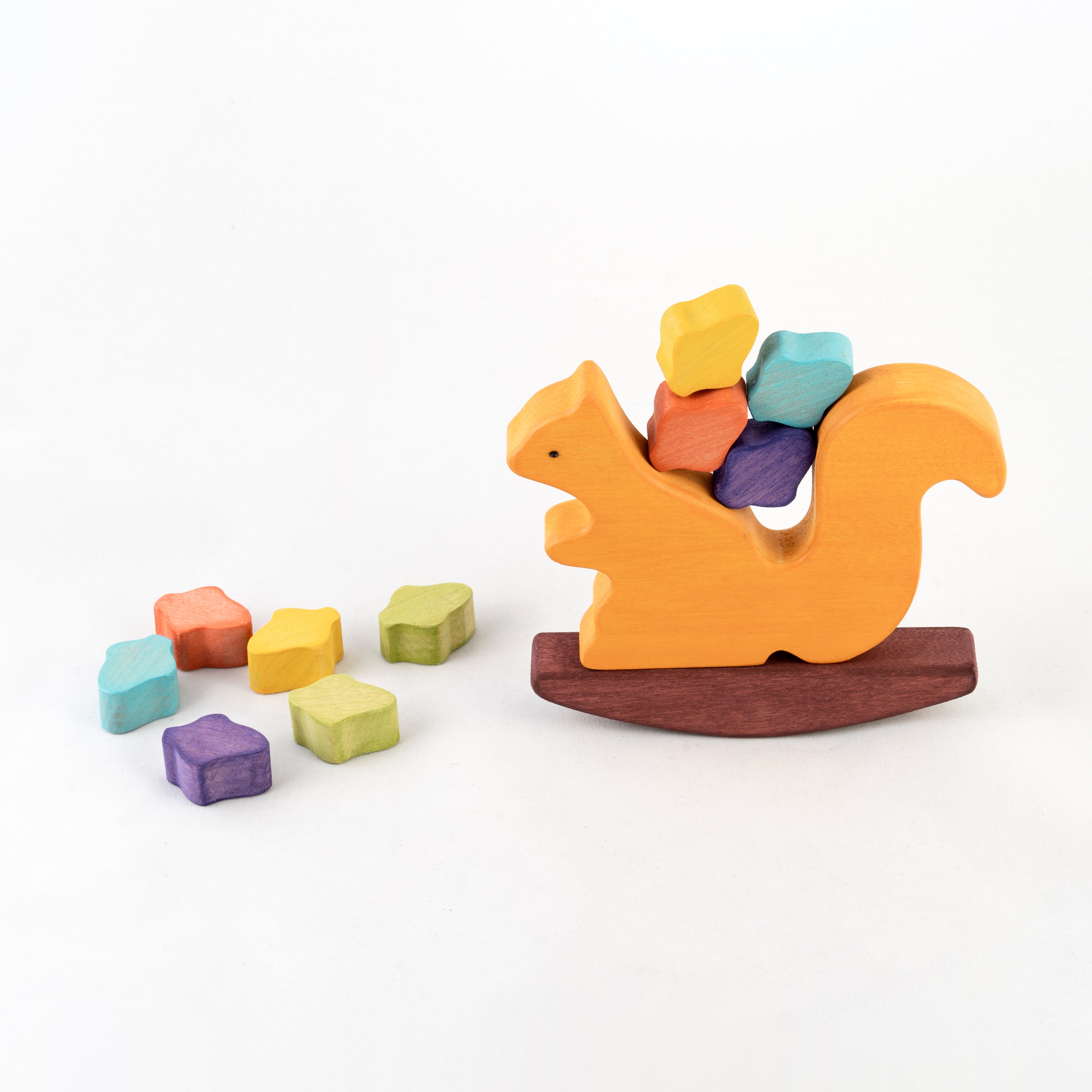 Wooden Squirrel With Acorns Balancing Toy