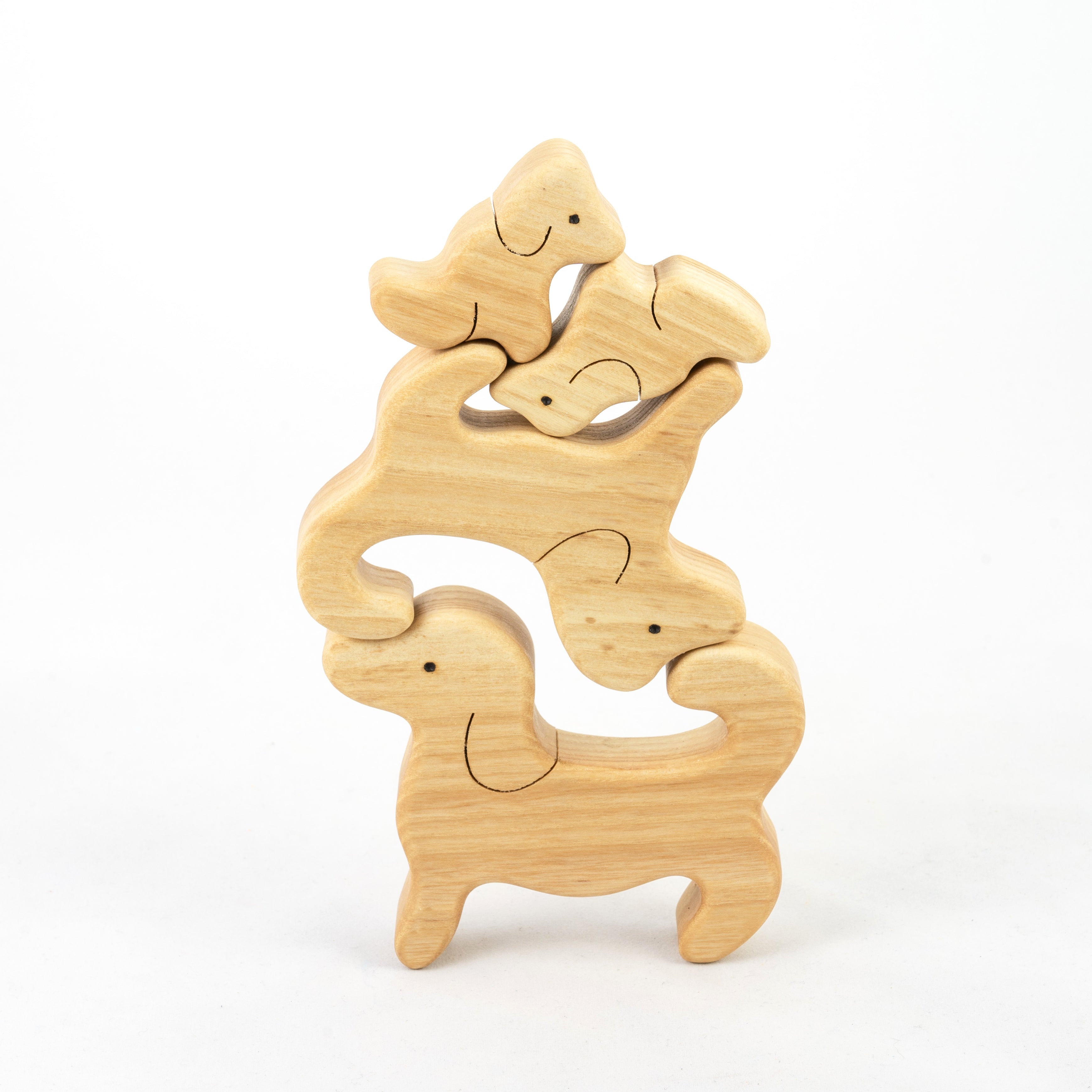 Waldorf Wooden Dogs Family Of 4 Puzzle Set