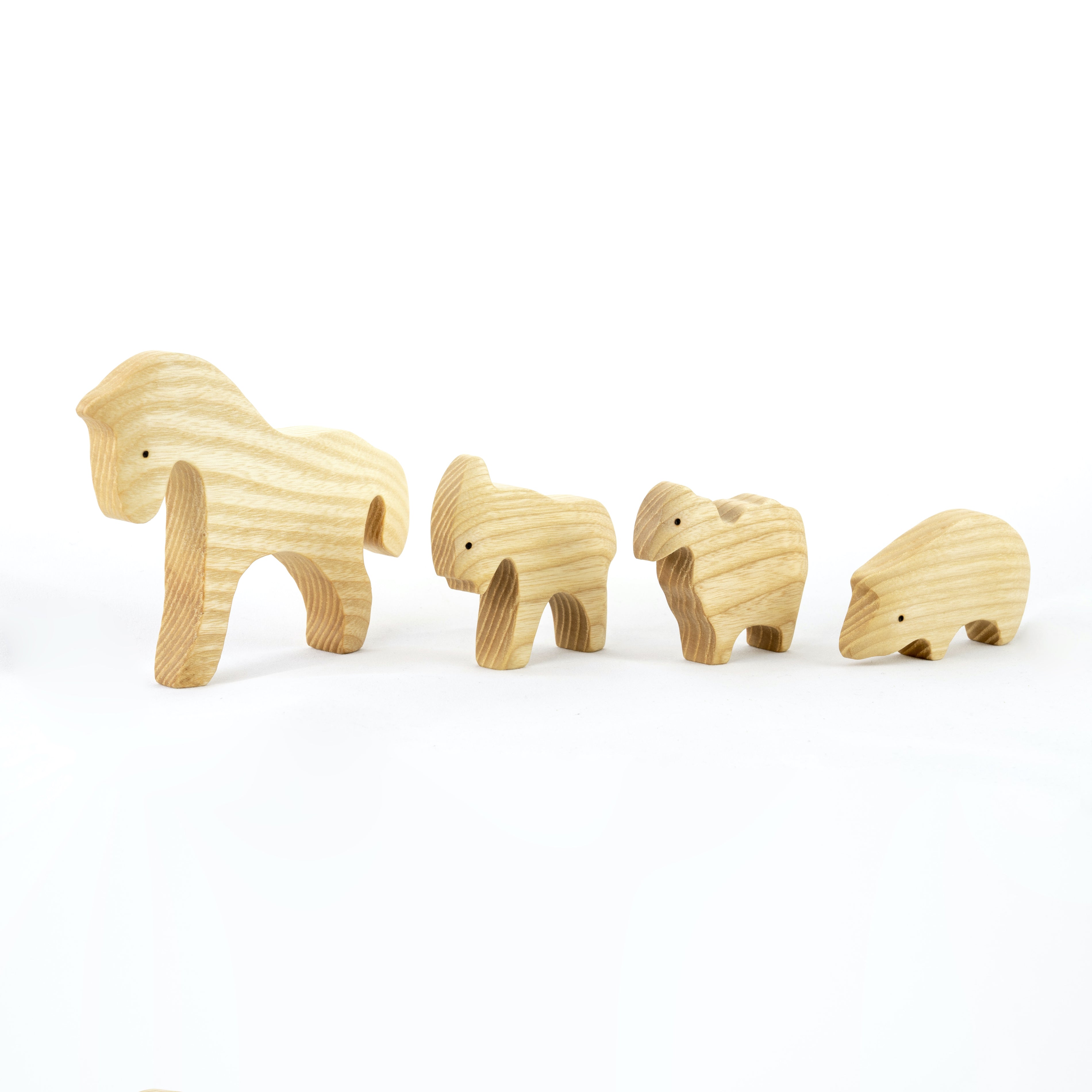 Waldorf Wooden Natural Farm Animals Set - 11 Pieces