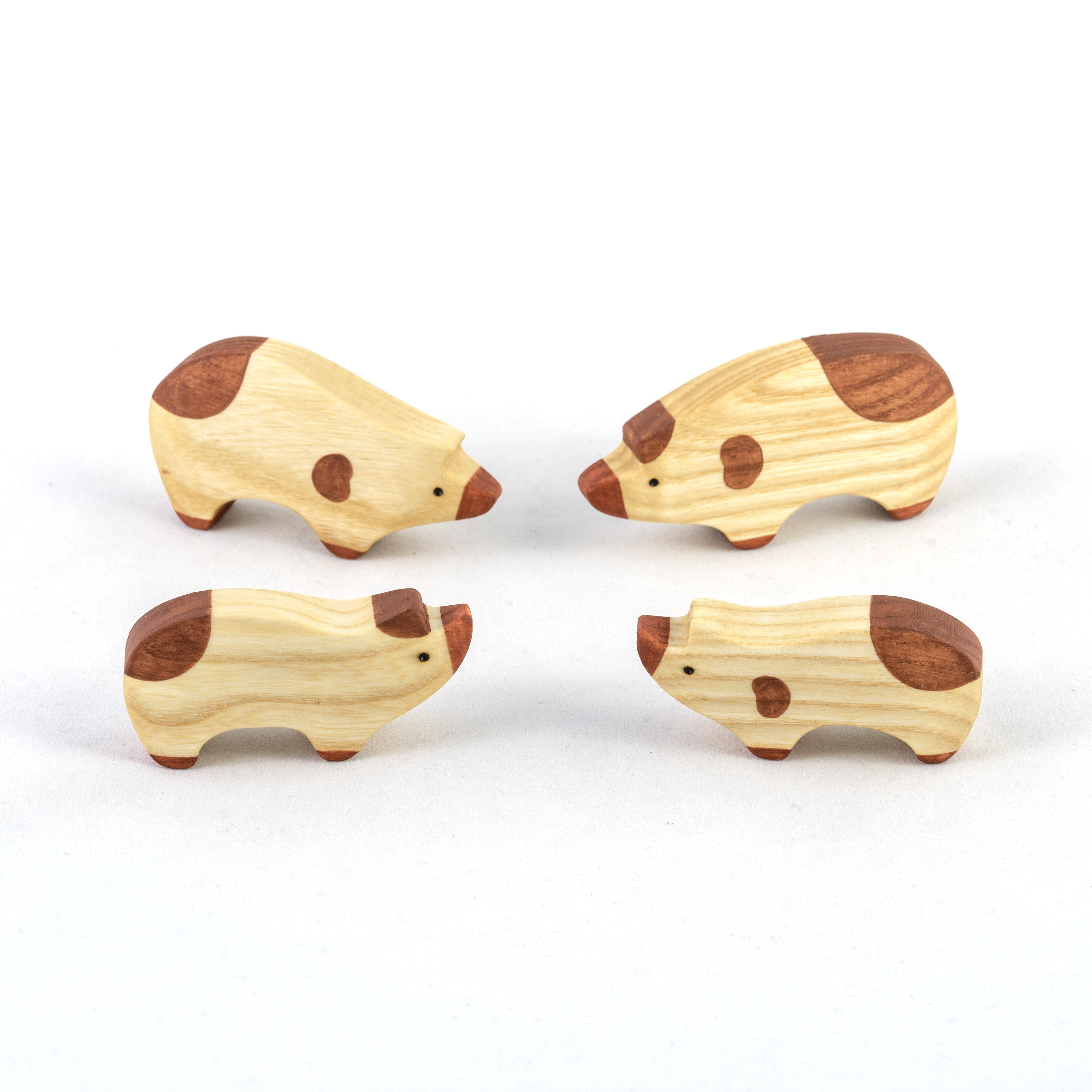 Wooden Pig Toy Set Painted- 4 Pieces