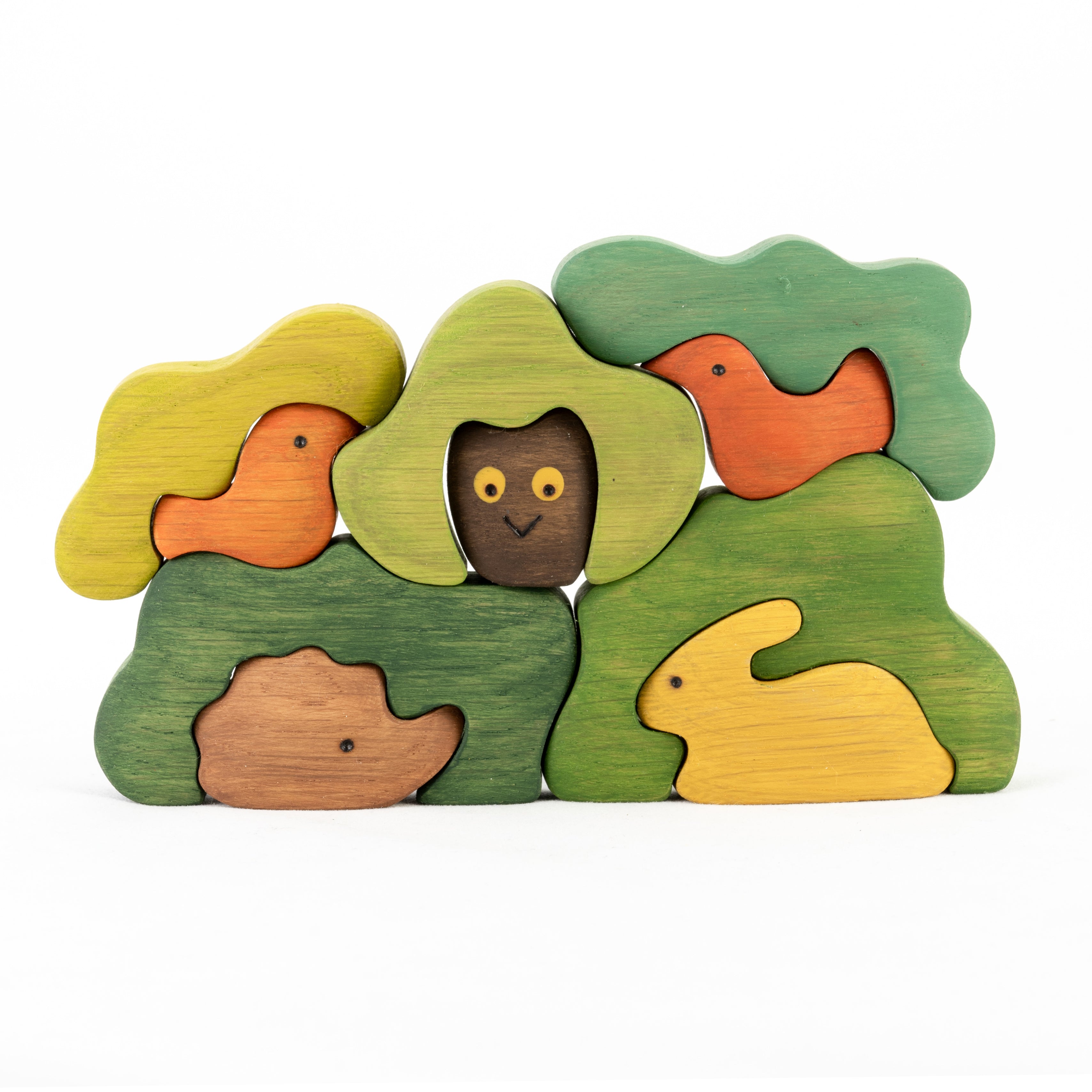 Wooden Hidden Animals Sculptural Blocks Puzzle