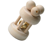 Montessori Natural Rolling Rattle Wood Toy Bell Cylinder, Small