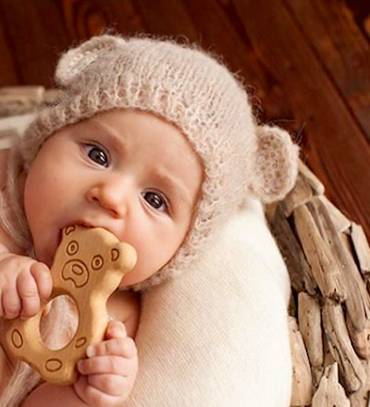 Organic Wooden Teether Toy Bear
