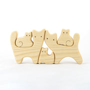 Waldorf Wooden Cats Family Of 5 Puzzle Set