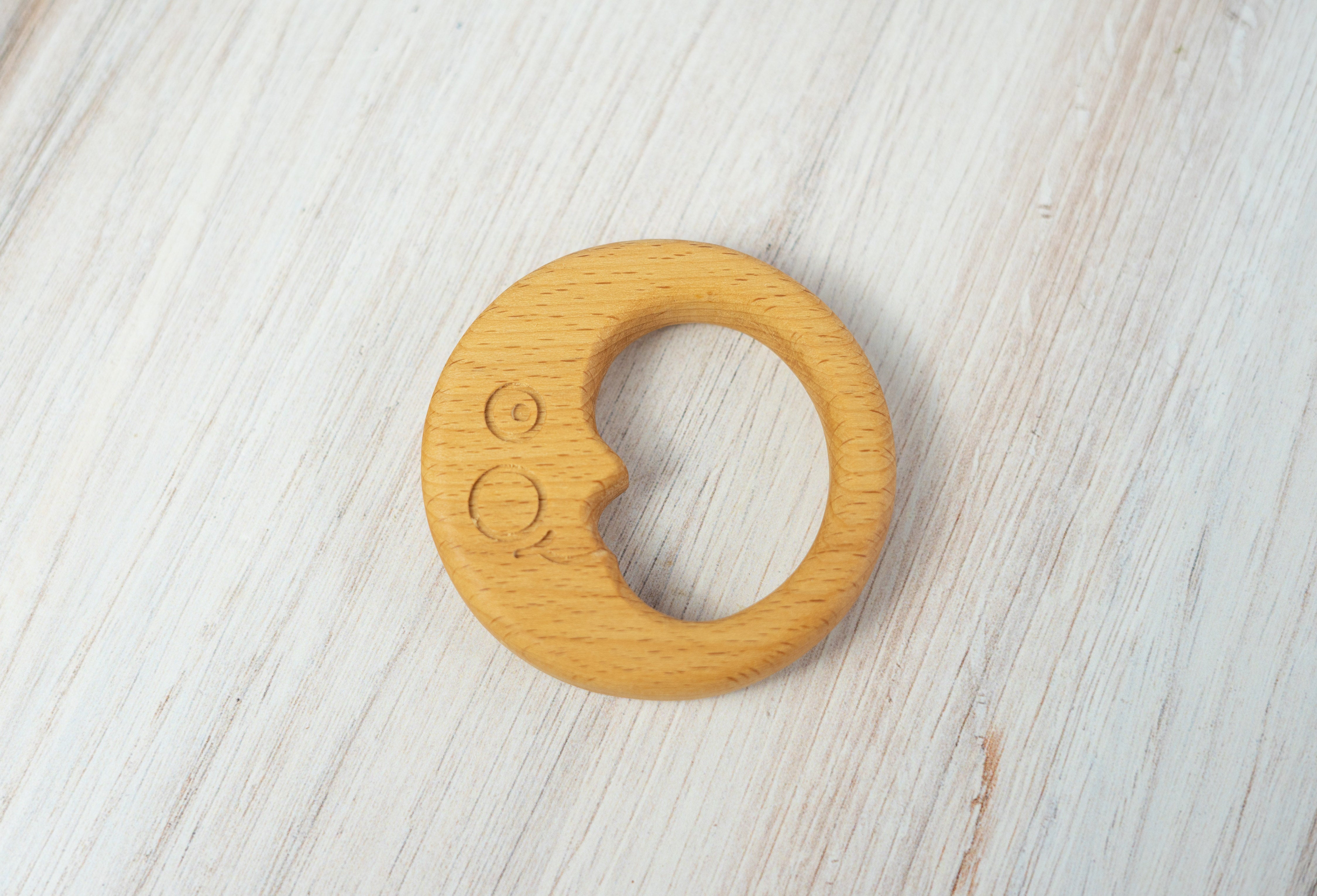 Organic Wooden Teether Toy Moon