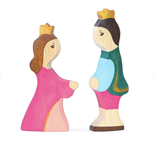 Waldorf Wooden Prince And Princess Figures- 2 Pieces