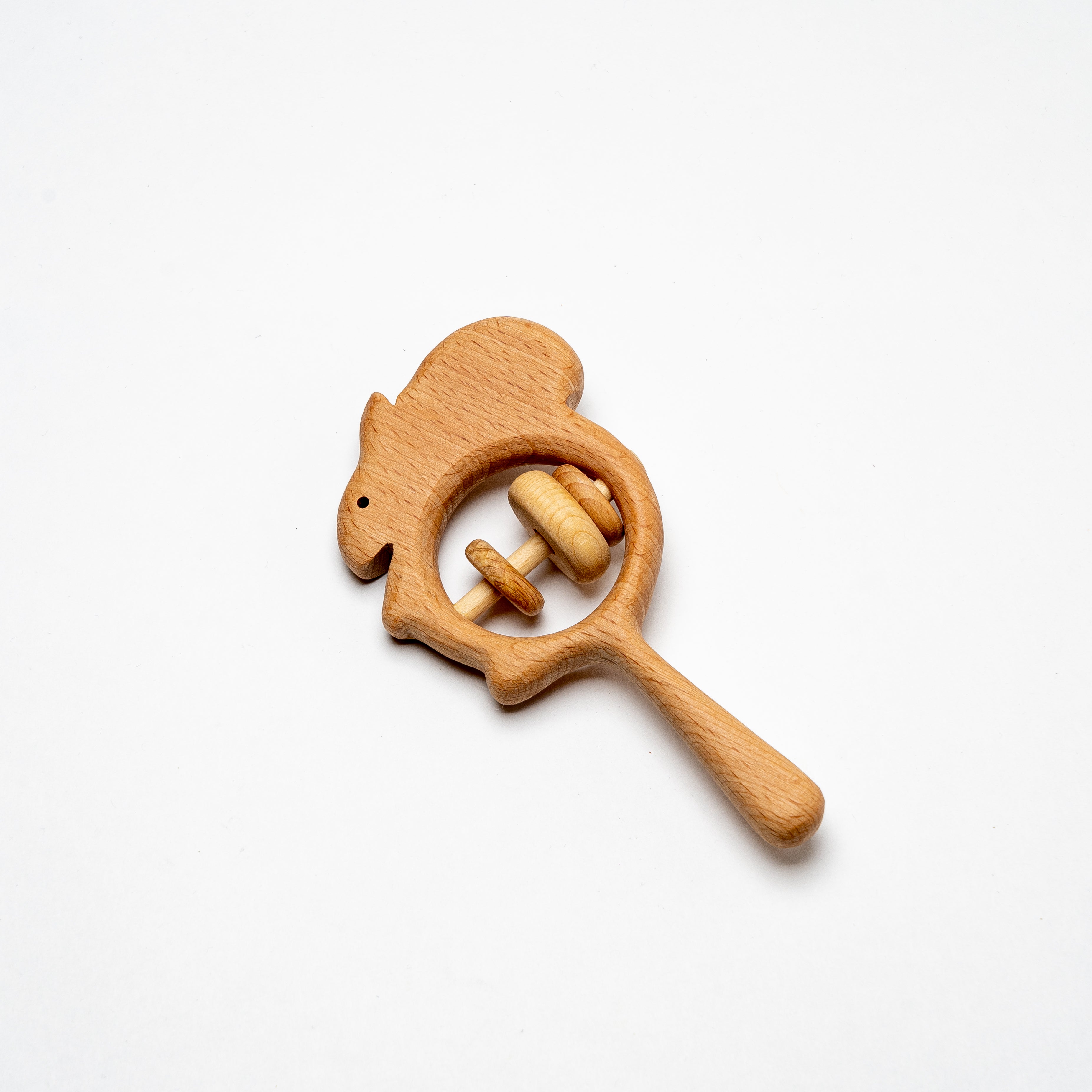 Organic Wooden Rattle Toy Squirrel