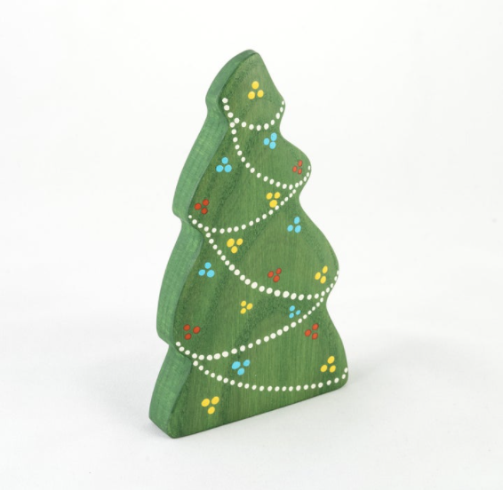 Handmade Wooden Christmas Toy Tree With Garland